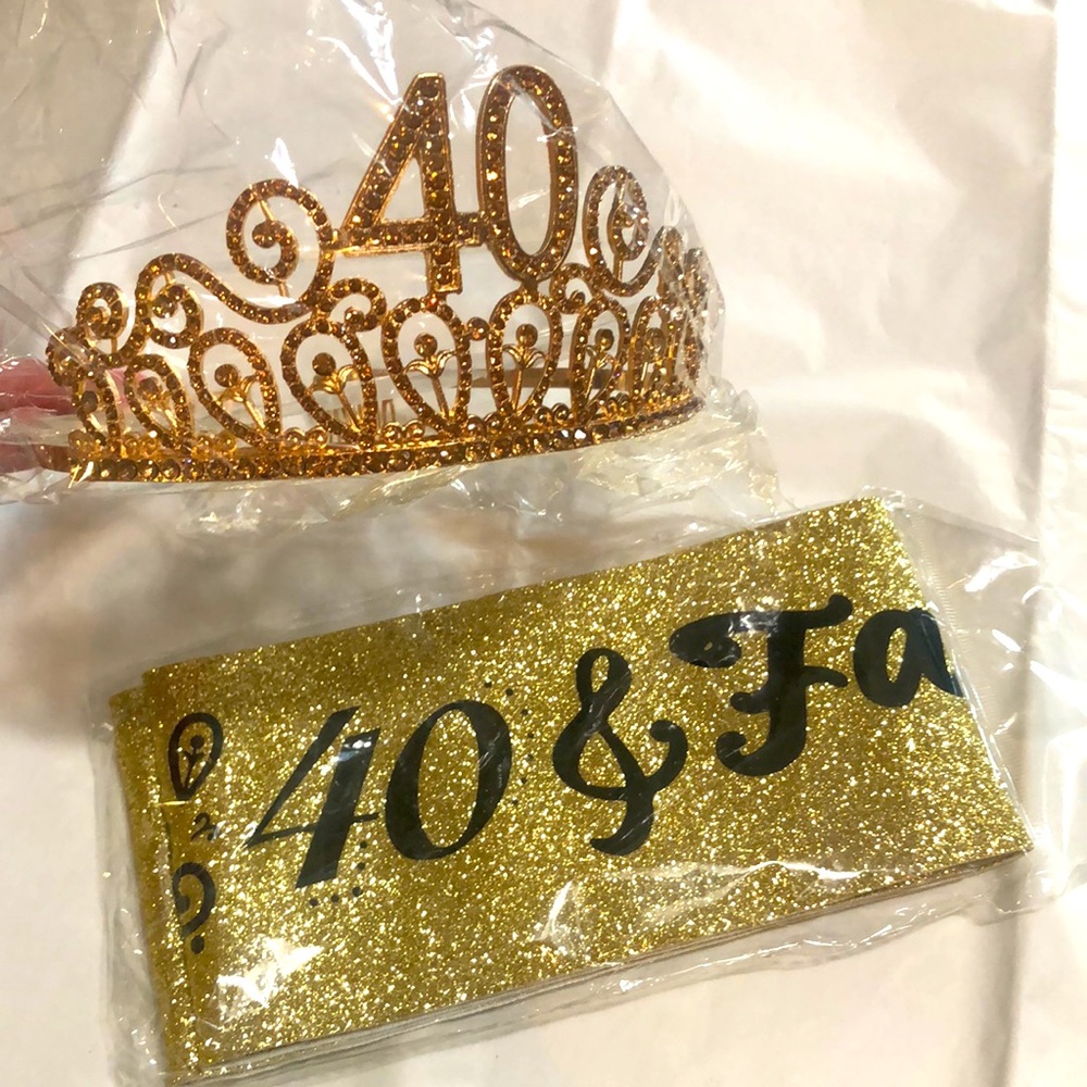 Gold 40 Birthday Tiara, & Sash